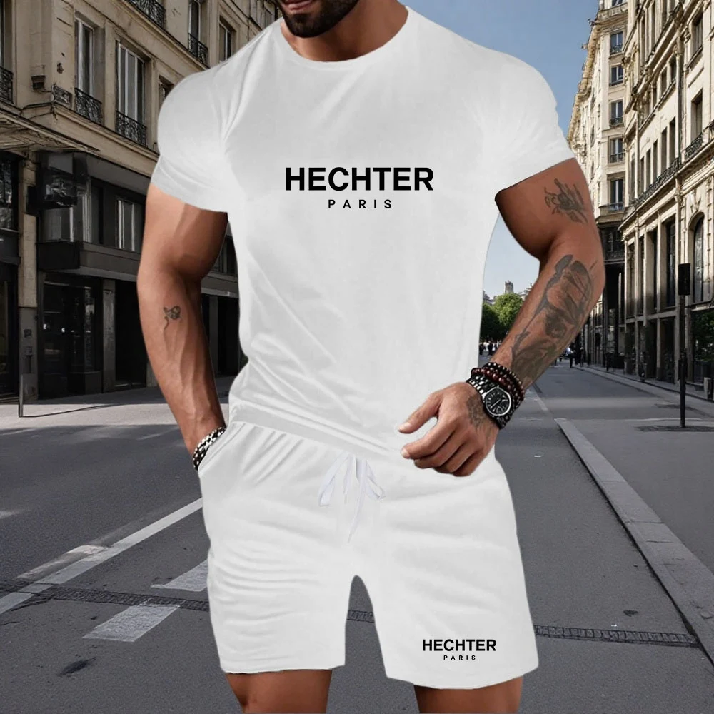 

Two piece men's pajamas for spring summer autumn winter short sleeved shorts fashionable letter pattern home suit set