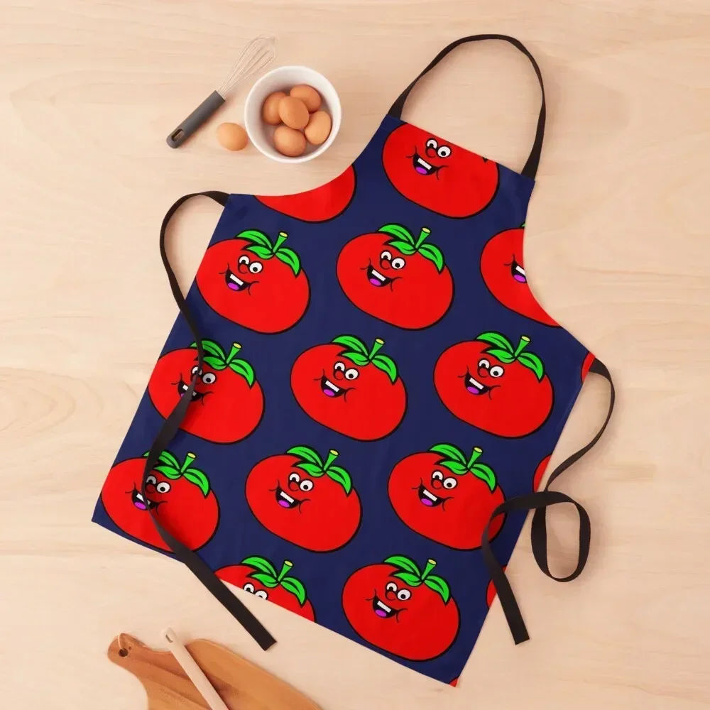 

Smiling summer red tomato Apron For Girl men's barbecue Kitchen Handle For Women Apron