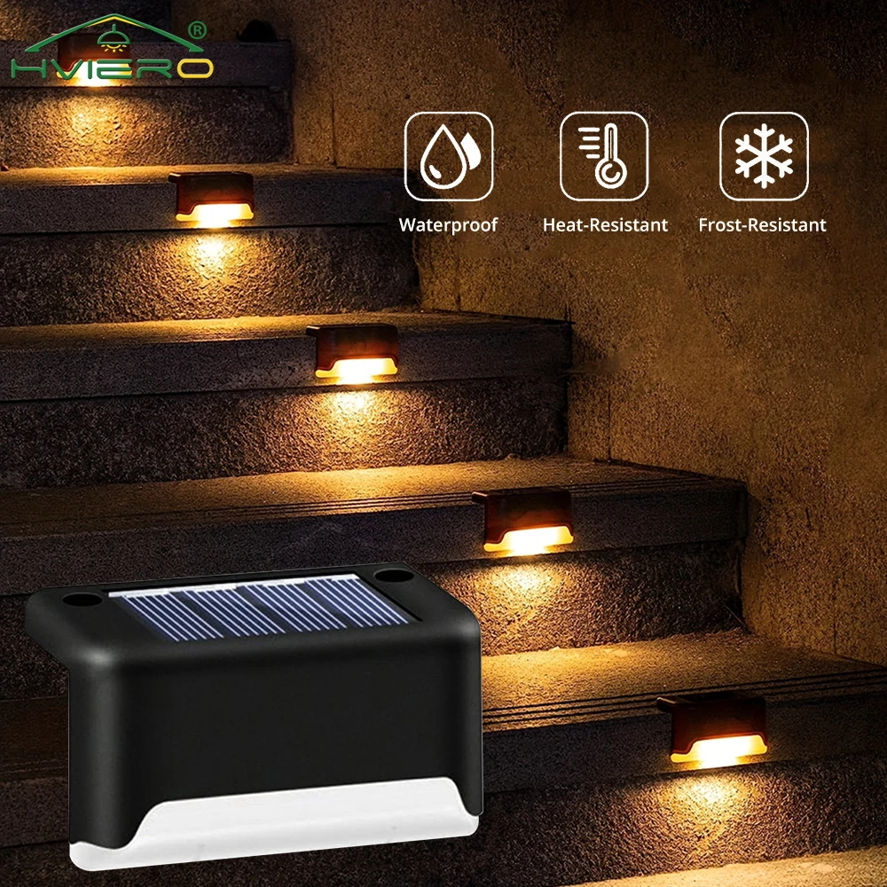 Outdoor Garden Solar Led Stair Lights Warm White Induction Waterproof Decoration For Lamps Wall Villa Fence Christmas Atmosphere