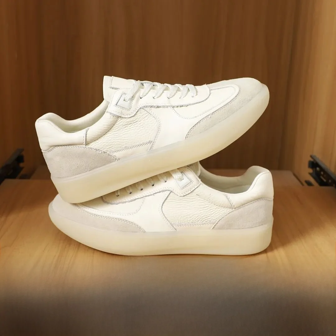 De Xin Men's Casual Shoes Soft Bottom Counterfeit Suede Splicing First Layer Cowhide Breathable Fall Fashion Low Top