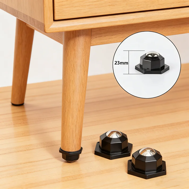 4Pcs Furniture Casters Wheels Universal Wheel 360° Rotation Self Adhesive Casters Wheels Stainless Steel Nylon Strong Practical