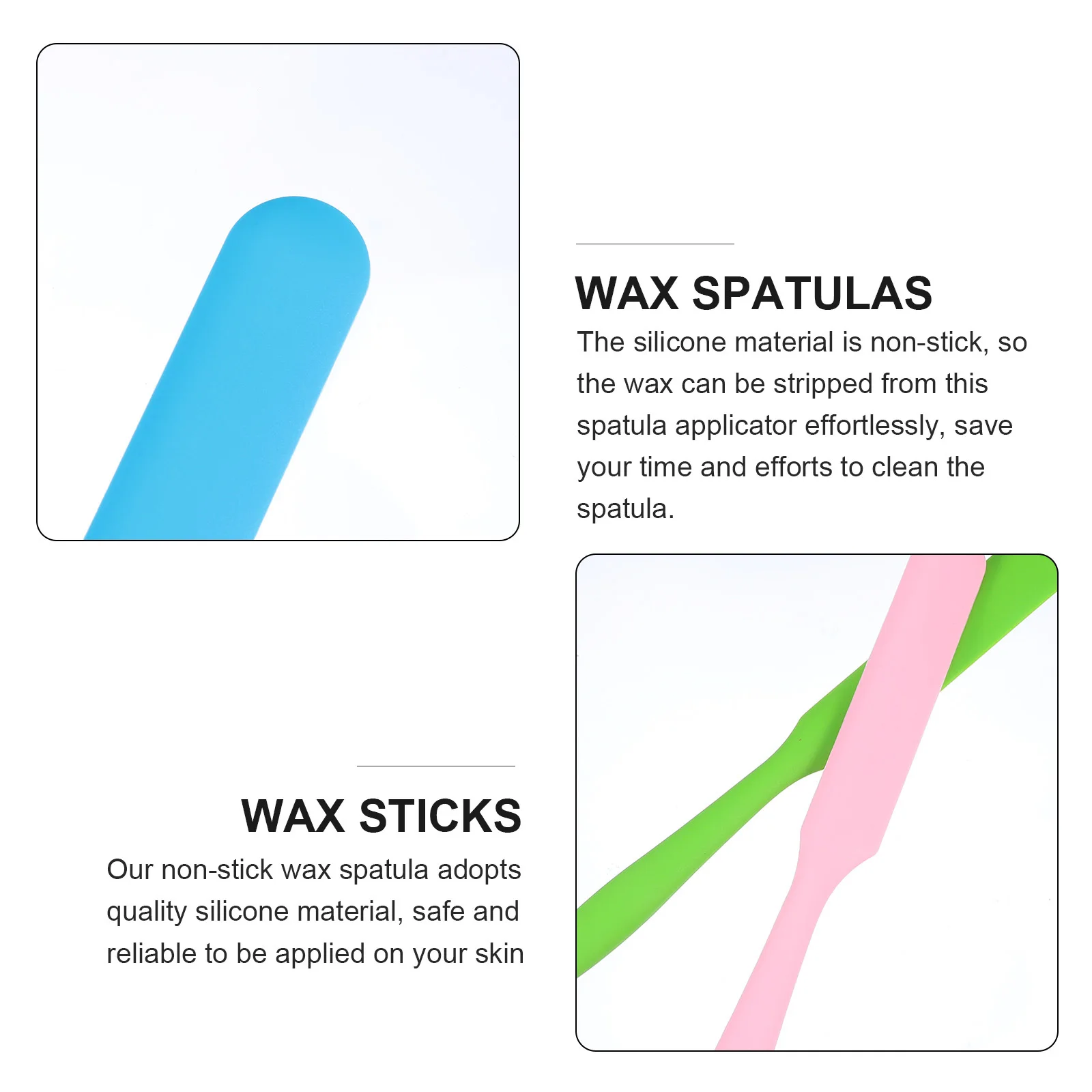 

3Pcs Silicone Wax Spatulas Non-Stick Wax Sticks Hair Removal Applicator Portable Long Handle Waxing Stick Hair Removal Tool