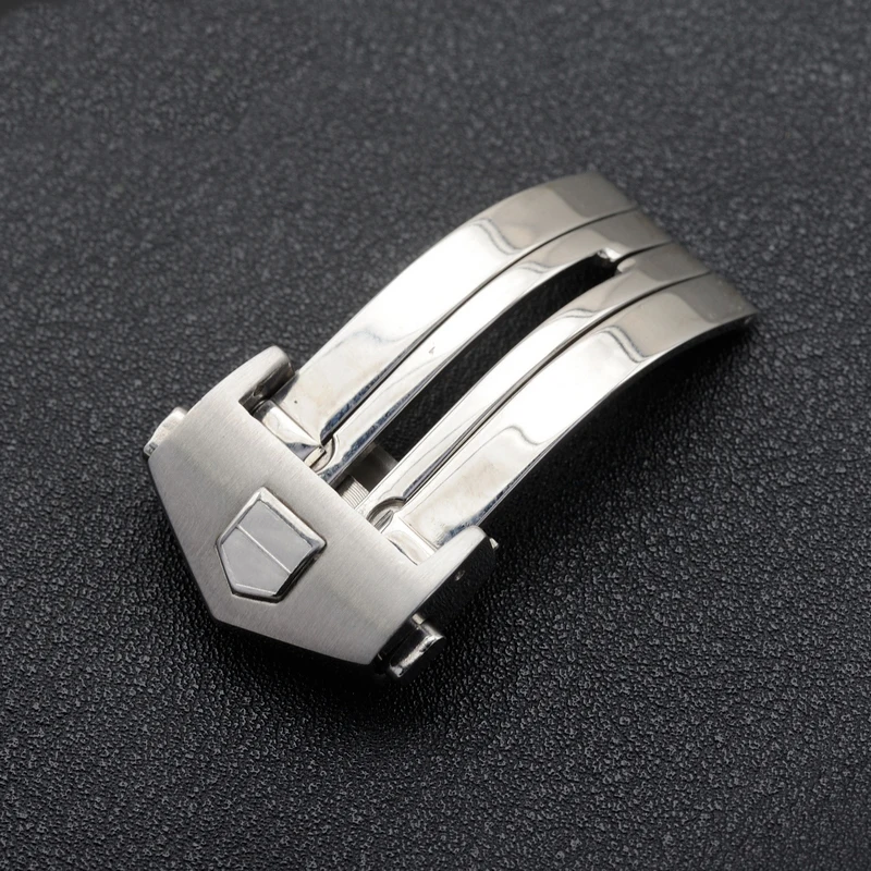 

316L Stainless Steel Butterfly Watch Band Buckle For TAG HEUER CARRERA Clasp Replacement Silver Black 18mm