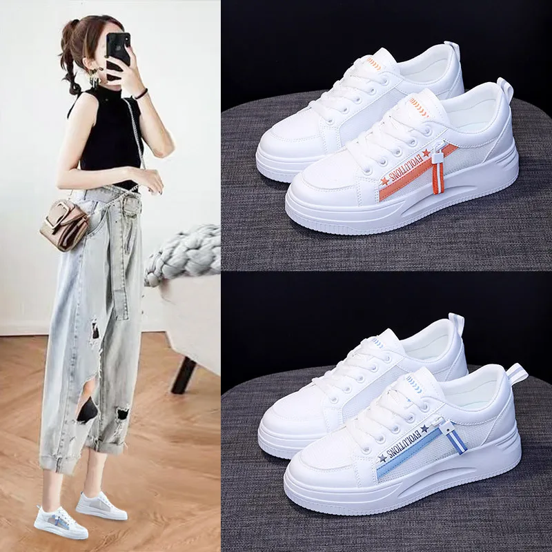 

Women Shoes Popular Mesh Breathable New Style Fashionable Thick Sole Comfortable Soft Sole Sports Board Shoes