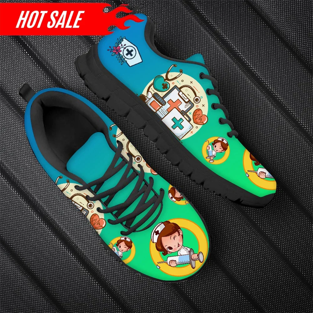 Women Breathable Mesh Shoes Flats Cute Cartoon Nursing Pattern Women's Sneakers Nurse Beach Footwear for Ladies Shoe