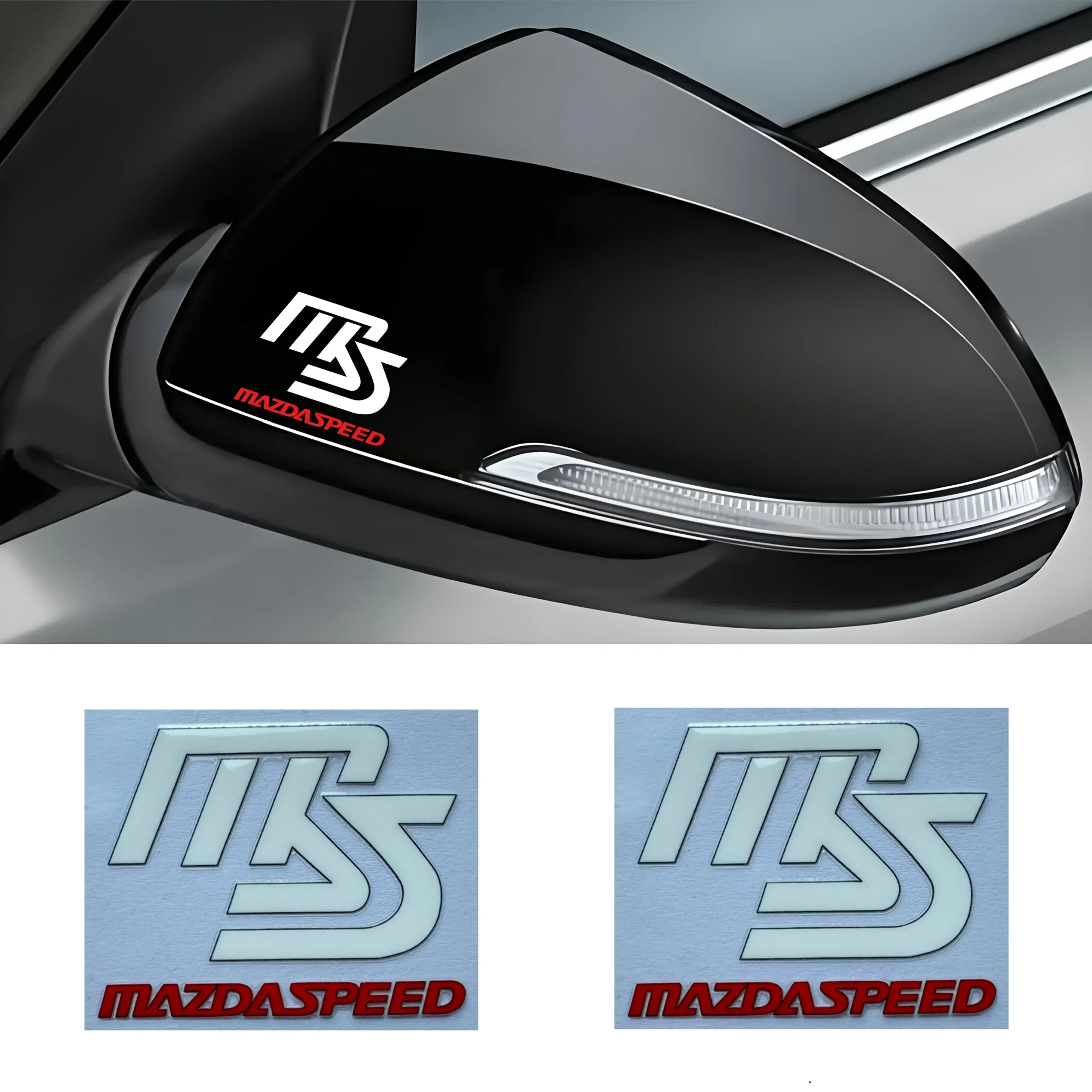สติกเกอร์โลโก้ “Mazdaspeed MS” สำหรับรถยนต์ 4 ชิ้น/ชุด ดีไซน์สปอร์ต ตกแต่งภายนอกรถยนต์ อุปกรณ์ตกแต่งส่วนบุคคล