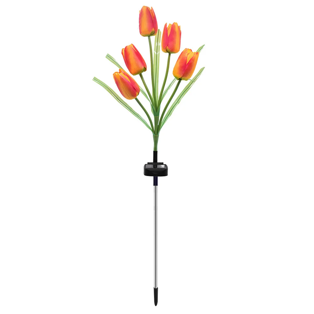 5 teste luci ad energia solare design unico a tulipano lampada da prato a risparmio energetico decorazione da giardino percorso esterno vialetto L