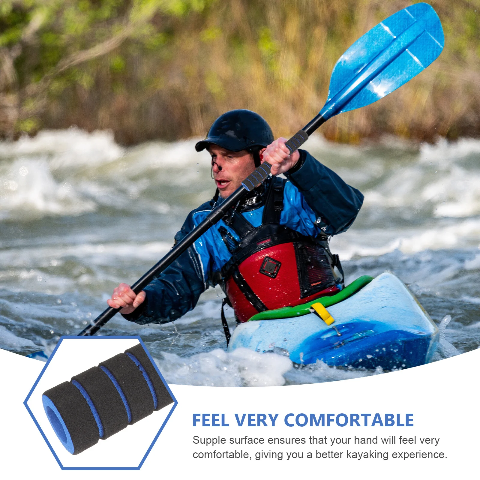 2 قطعة مجداف كاياك غير قابل للانزلاق يلتف سطح مرن تحكم أفضل كاياك اكسسوارات أقطاب الفم السيطرة الإسفنج أقطاب الفم يلتف