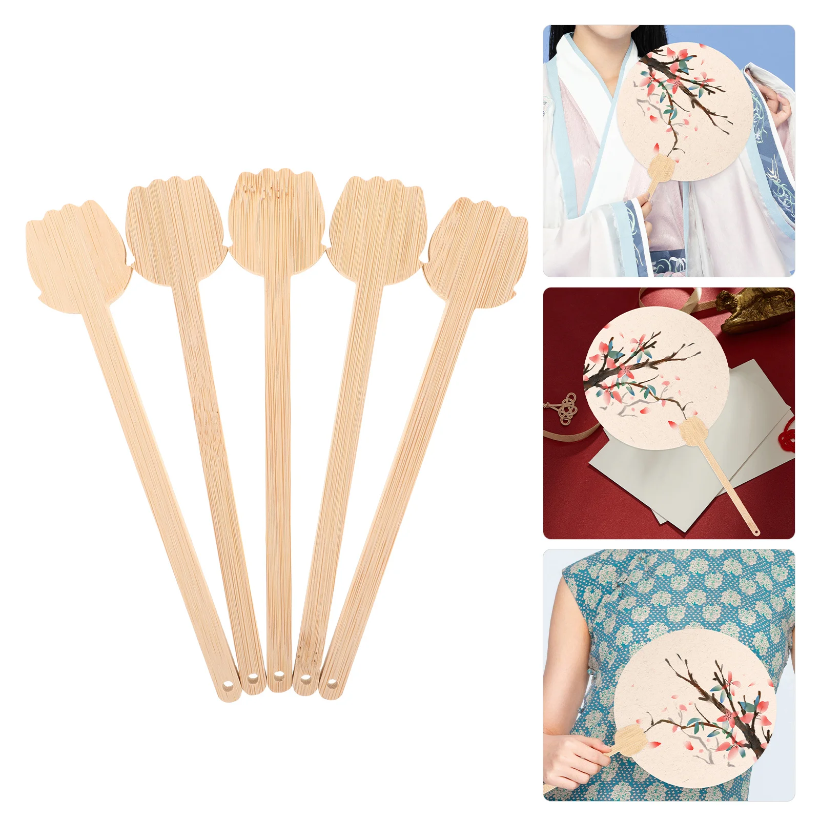 

10Pcs Bamboo Fan Handles Strong Smooth DIY Craft Sticks Round Fan Handle for Wedding Festival Decoration DIY Craft