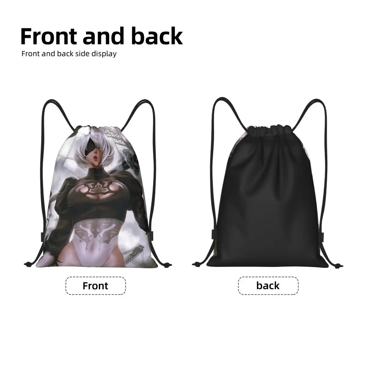 Nier Automata Anime Hentai Girl Drawstring Bags Shopping Yoga Backpacks Sexy YoRHa 2B Thighs Thicc Ass Butt Sports Gym Sackpack