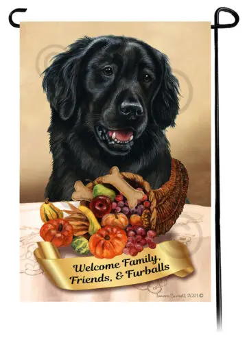 Flat Coated Retriever Thanksgiving Garden Flag