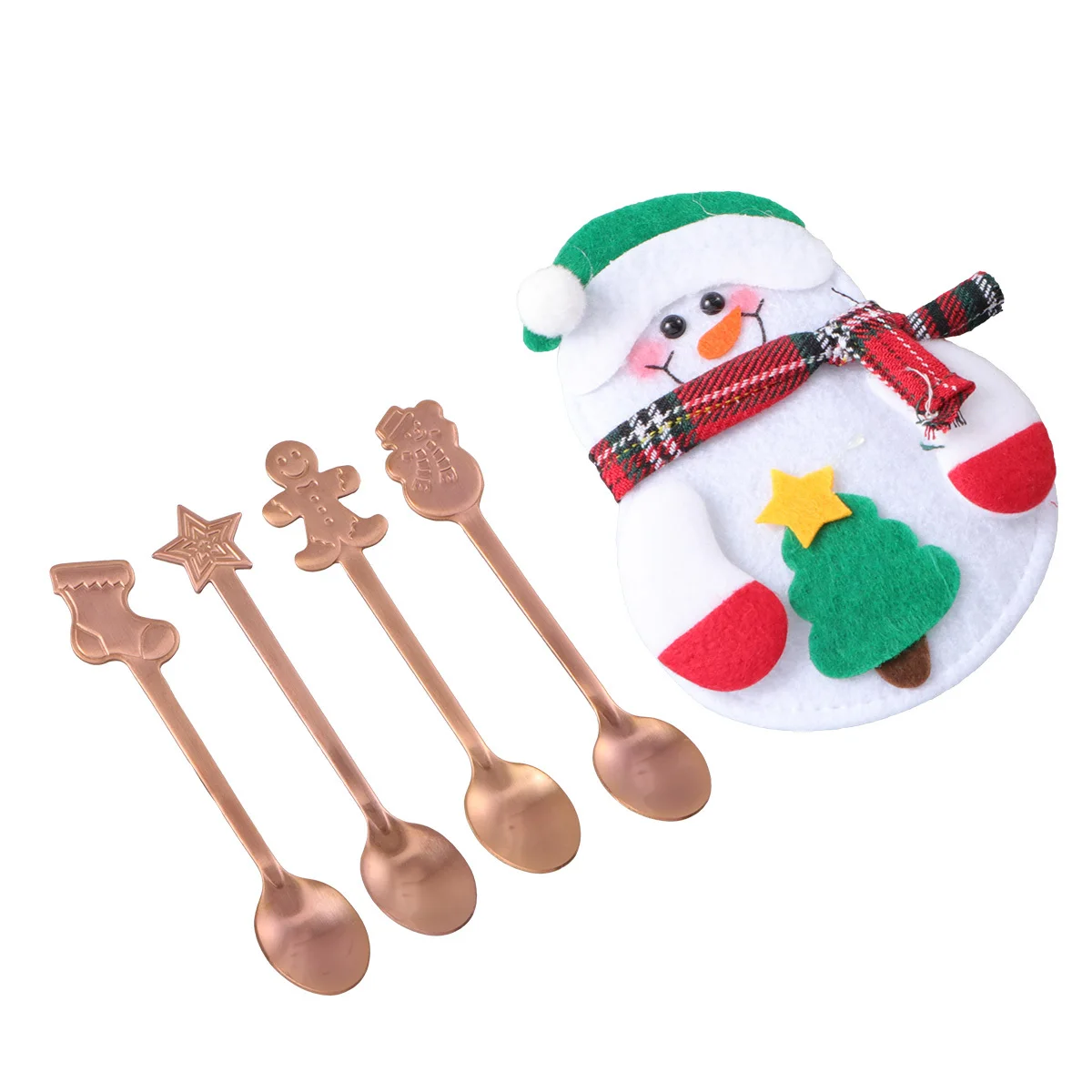 

5Pcs Stainless Steel Spoons Set Christmas Pattern Mirror Polished Food Dessert Coffee Tea Serving Spoons Corrosion Proof