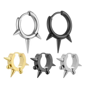 Yeni varış punk başak küpe damızlık küpe kadın erkek 316l paslanmaz çelik, küçük bir daire kulak, toka hip hop takı Moda-diken - no. 6'daki 6 büyük satış