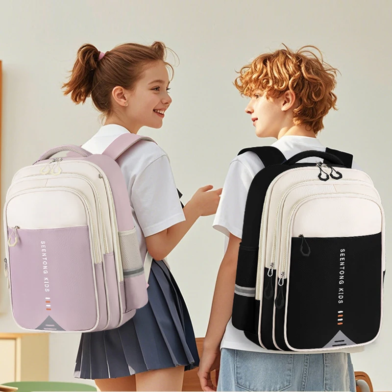 Ransel Sekolah Anak yang Dapat Disesuaikan untuk Anak Laki-laki Perempuan Desain Pertumbuhan Ergonomis Ringan Tas Buku Dasar Tahan Air