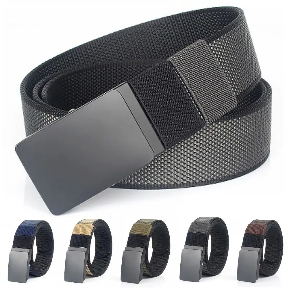 Simple Wild Style Double Sided Nylon Belt Men Business Casual Luxury Brand Rotating Buckle Waistband Canvas Strap