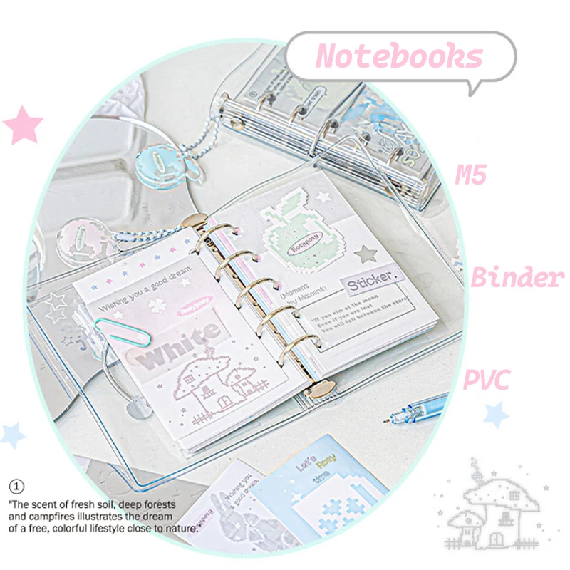 Mini bolso fichário livros kawaii minksys m5 cadernos diário semanal agenda anual planejador pvc livro de fotos estudantes de volta à escola