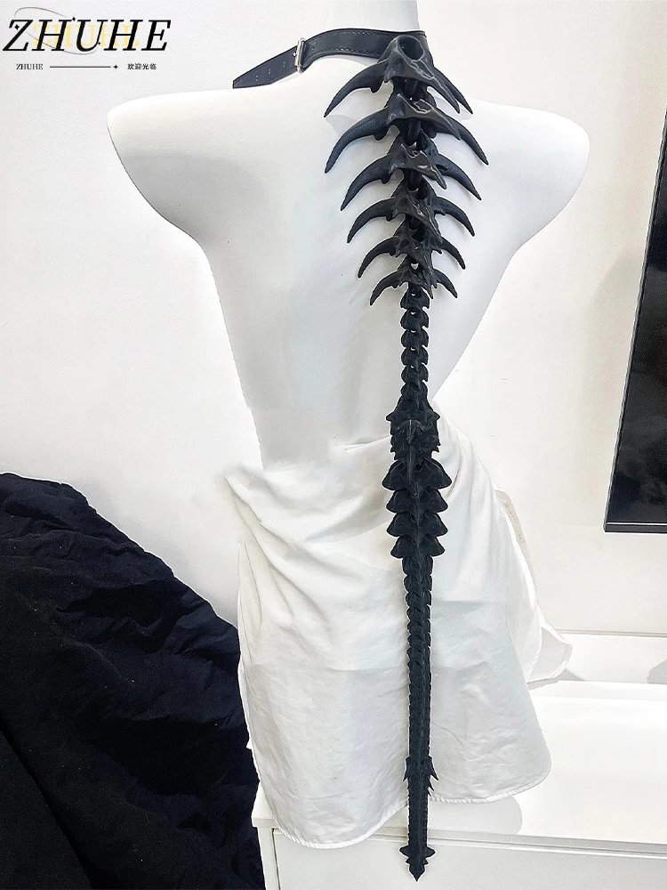 

Back Decoration: Spine Necklace, Black Dragon Spine Cosplay Prop Choker, Dark And Niche Gothic Punk Cosplay