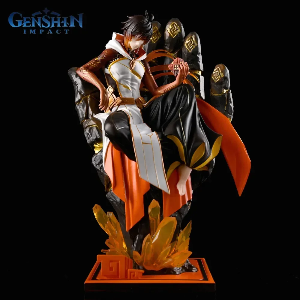 

26cm Genshin Impact Zhongli Pvc Anime Figure The World Rock King High Quality Model Vientiane Office Decoration Statue Toy Gift