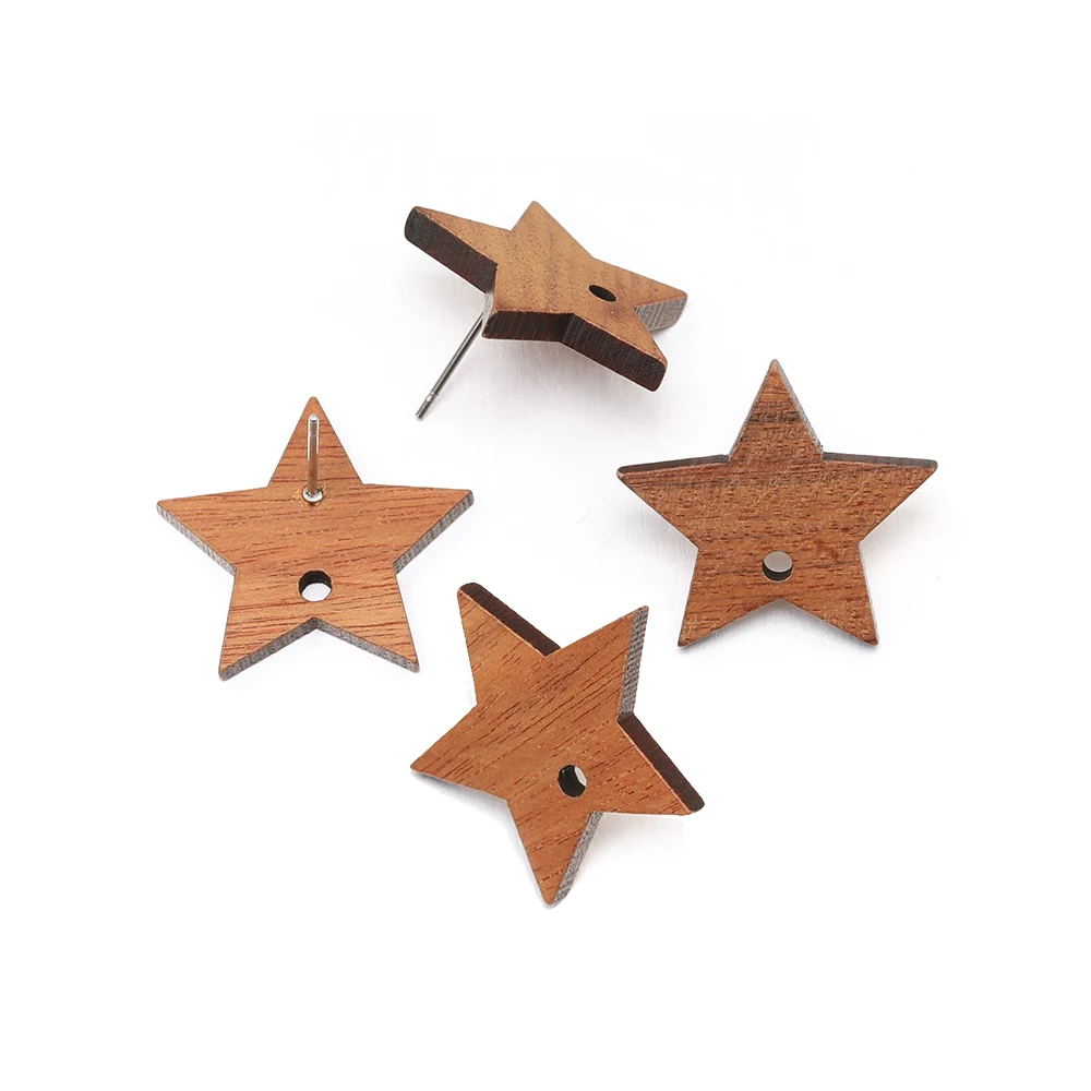 

100 шт., детали и фурнитура для ювелирных изделий, натуральное дерево, серьги-гвоздики