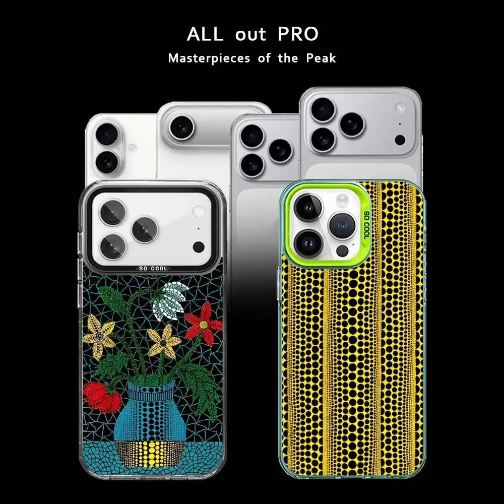 

Yayoi Kusama Pumpkin Phone Case For iPhone17,16,15,14,13,12,11 Pro Max Blcak Matte Shockproof Cover
