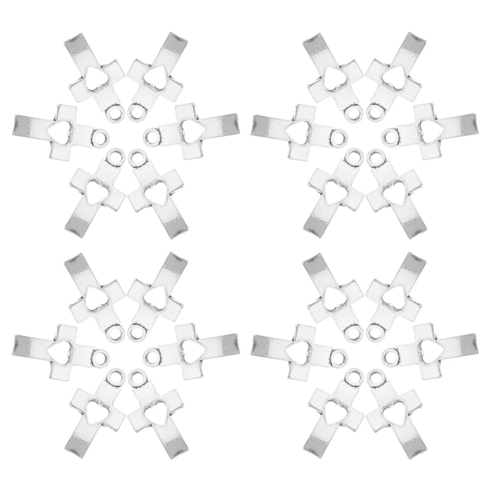 

50Pcs Alloy Cross Heart Charms Hollow Design DIY Jewelry Making Mini Pendants Bracelets Necklaces Keychain Charms