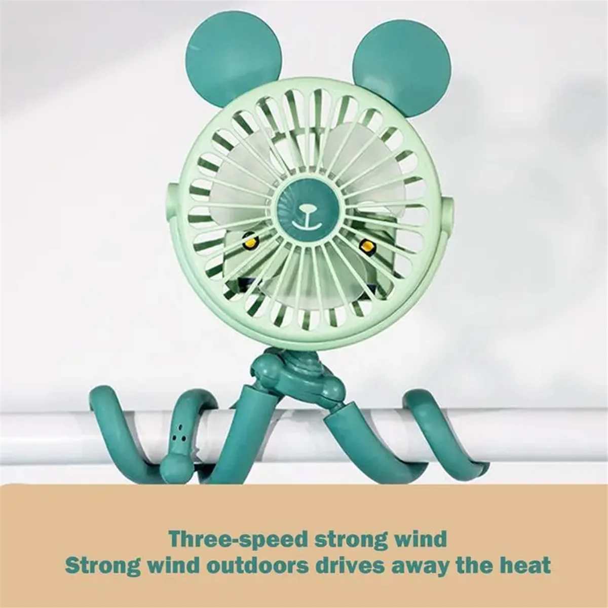 Octopus Fan for Stroller Tripod Clip Stroller Fan Portable Electric Cart Silent Fan Camping Handheld Cooling Fan B