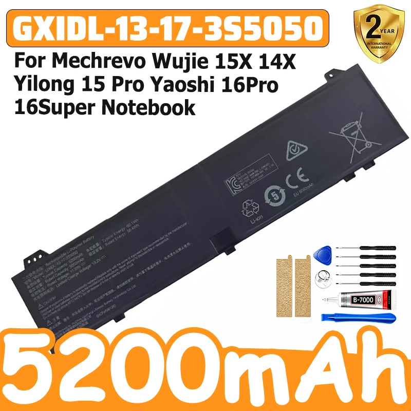 Battery For Mechrevo Wujie 15X 14X Yilong 15 Pro Yaoshi 16Pro 16Super Notebook GXIDL-13-17-3S5050