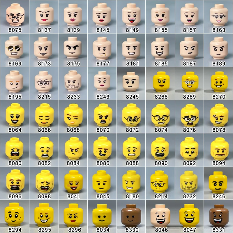 MOC – blocs de construction d'expression de tête, bricolage, figurines, couvre-chef, accessoires, parties du corps, garçons et filles, série Halloween, briques, jouet cadeau