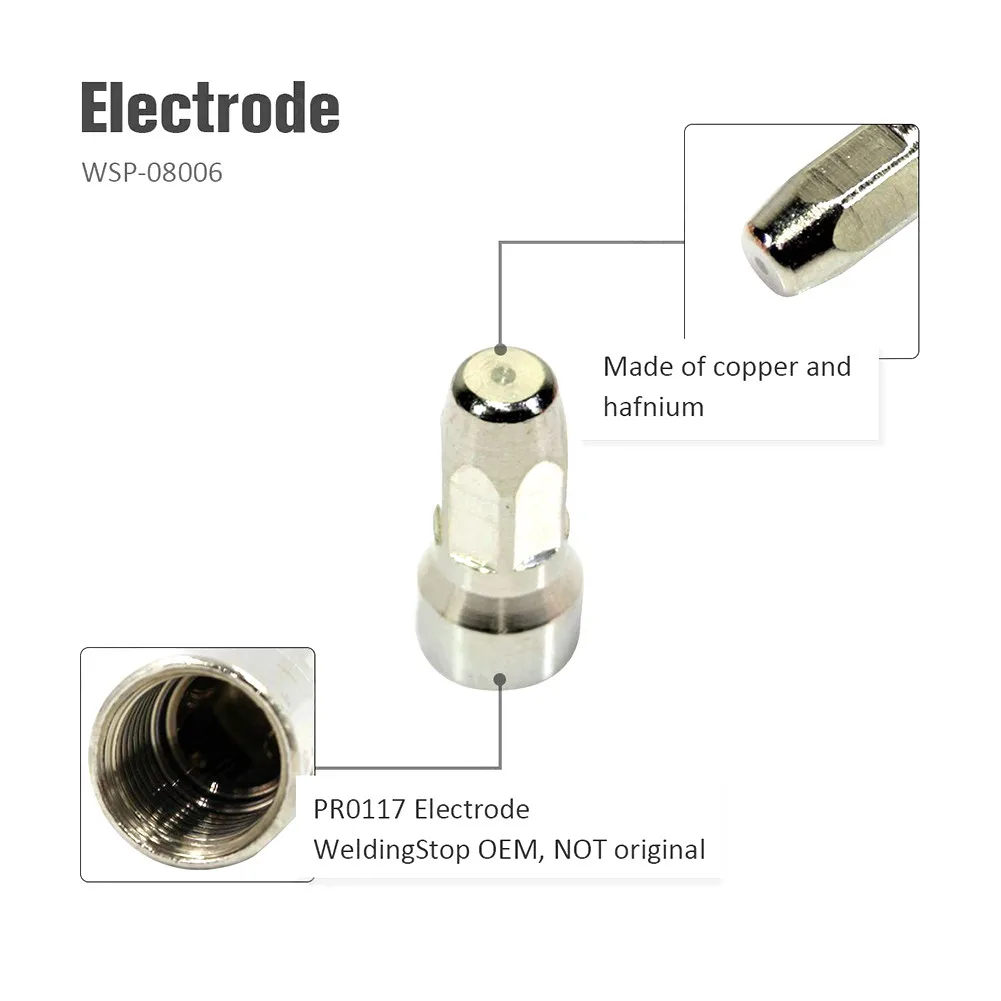 20 قطعة/المجموعة البلازما الشعلة القطب PR0117 WSP-08006 فوهة PD0114-10 WSP-08066 1.0 مللي متر صالح Trafimets S75 القاطع الشعلة المواد الاستهلاكية