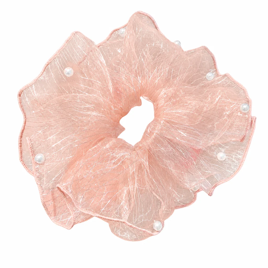 Sparkly Hair Scrunchies Beaded Mermaid Yarn Ties for Party Wear Women's Elegant Elastic Hairbands Soft Shiny Accessories