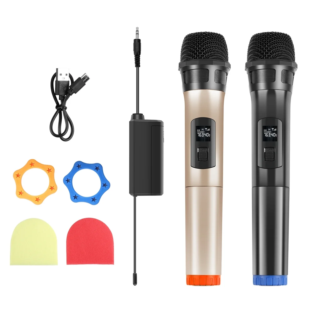 

UHF Wireless Dynamic Microphone Drag Two Microphone with LED Screen Conference Computer Live Performance Microphone