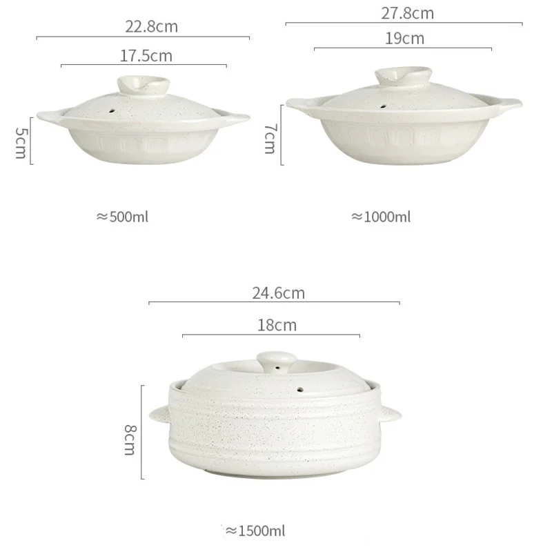 Ceramic Casserole Stew Pot Cooking Gas Earthenware Soup Pots Ceramic Rice Noodle Saucepan Resistant Bibimbap Pot Household