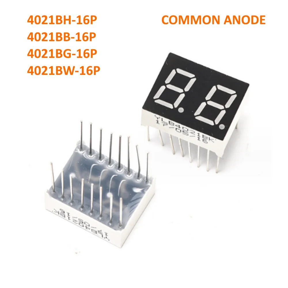10 SZTUK 4021BH 4021BB 4021BG 4021BW 0,4 Cala Wspólna Anoda Dwucyfrowy Siedmiosegmentowy Wyświetlacz LED 16-Pinowy Czerwony Niebieski Zielony Biały