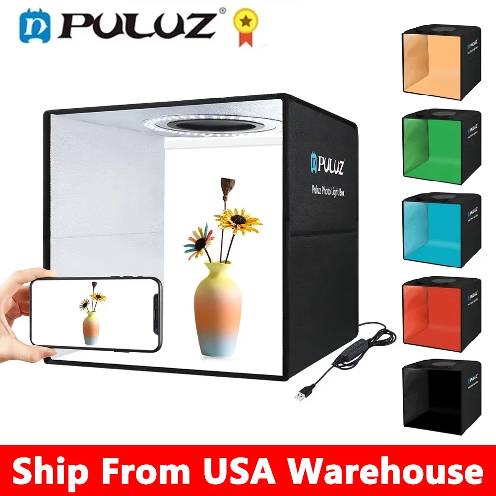 PULUZ 30CM Photo Studio Lightbox,Dimmable Light Box For Photo,Photography Studio Shooting Tent Box Kits 6/12 Colors Background