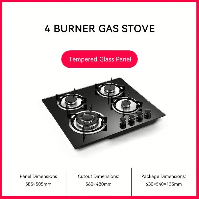 2026 hot sales 4-Burner Built-in Gas Stove Burner LPG Gas Stove Energy Saving Household Cooking Appliance