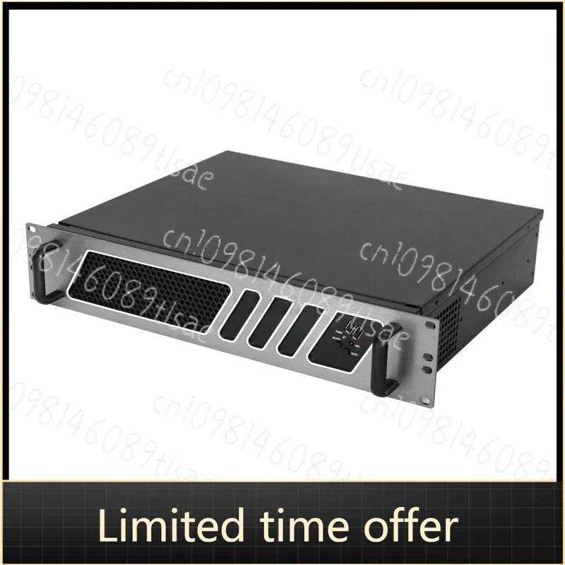 2U 19-inch Rack Server Case for ATX Motherboard, Black Steel Chassis with Cooling Fans, Tool-Free Design
