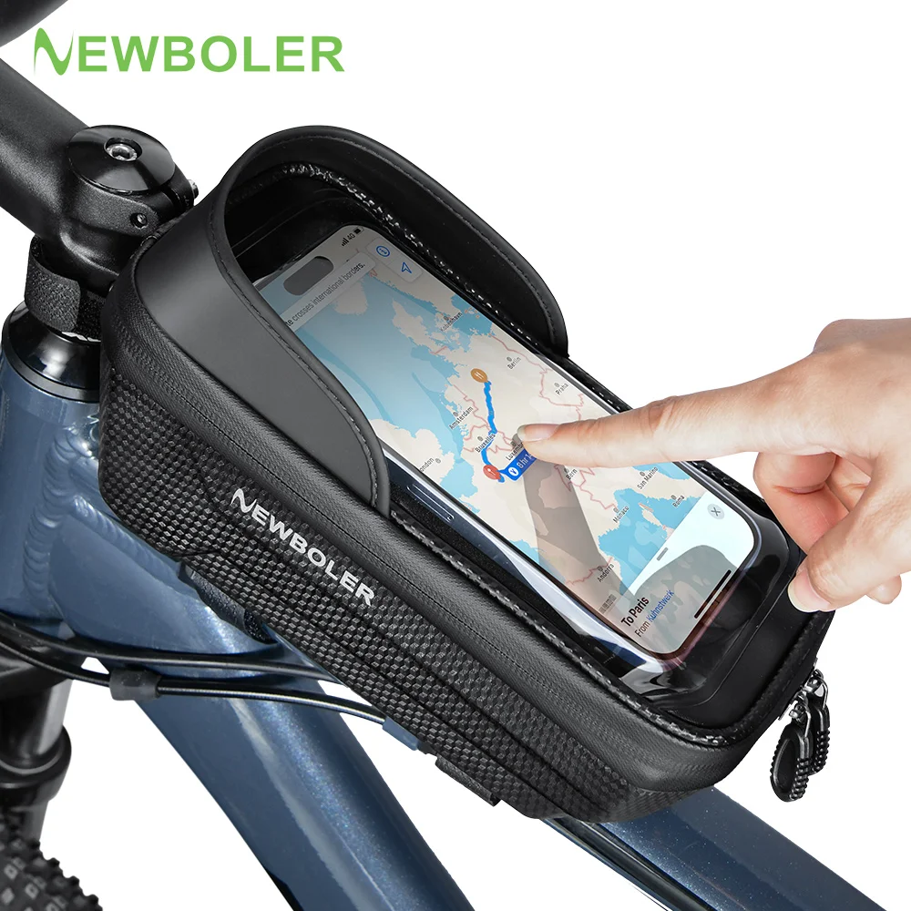 

NEWBOLER Bike Bag Front Handlerbar Bag Waterproof 7.2inch Mobile Phone Case EVA Bicycle Top Tube Bag Cycling Accessories