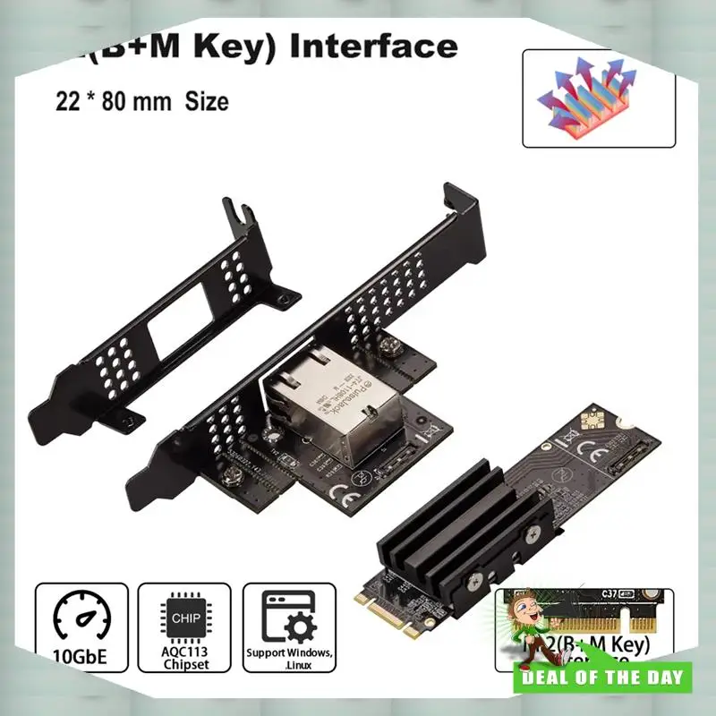 24-Hour Delivery M.2 B+M Single-Port 10Gbe Network Card RJ45 Ethernet Network Adapter AQC113 Industrial Control Grade Server Net