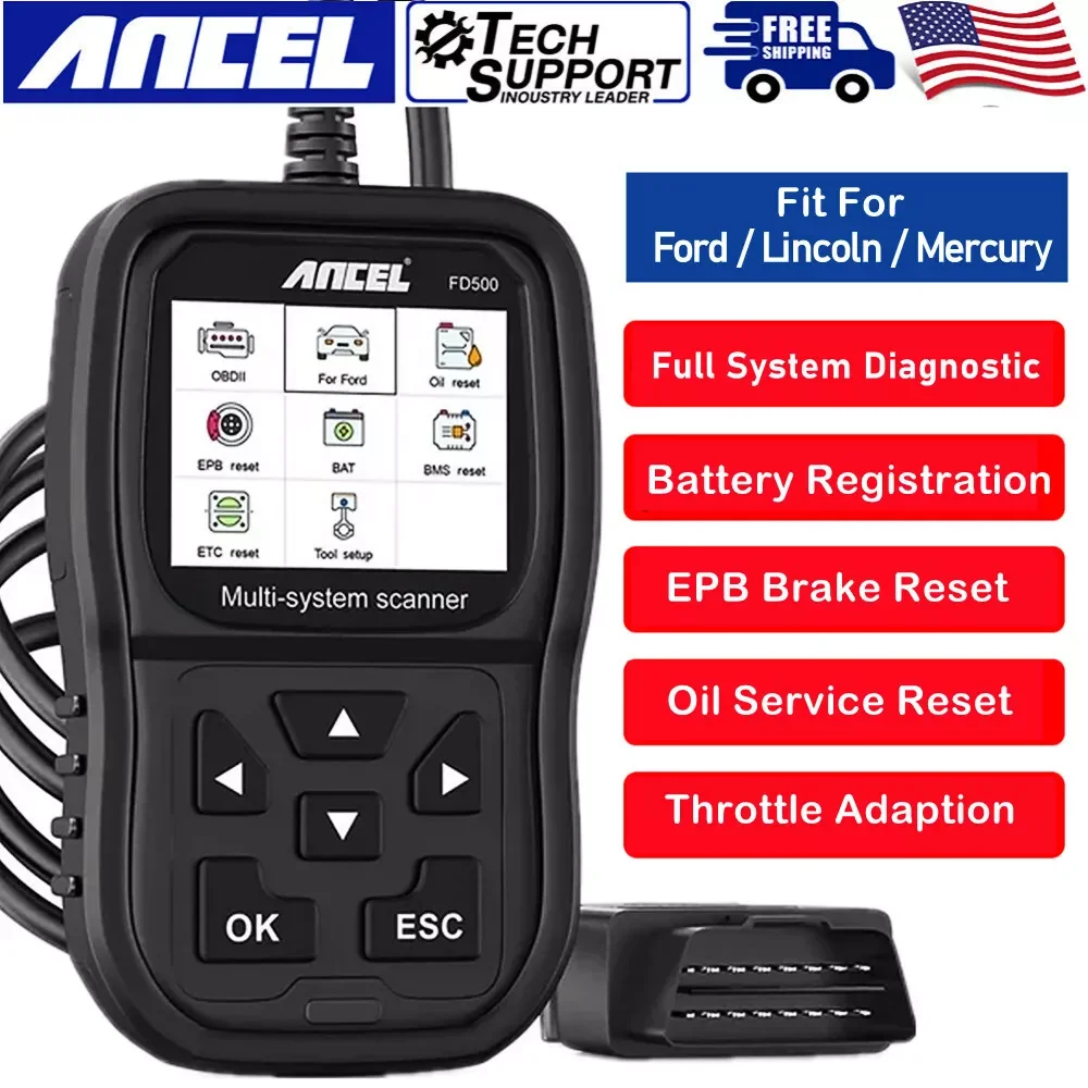 

ANCEL FD500 Fit For Ford All System Auto OBD2 Scanner Car Diagnostic Scan Tool Oil EPB Reset Code Reader Engine ABS SRS EPB