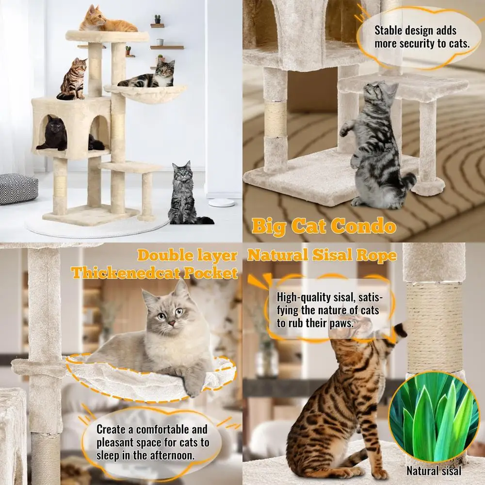 

Indoor Cat Tree Tower with 36 Inches Height, Climbing and Scratching Post, Plush Top Perch for Cats
