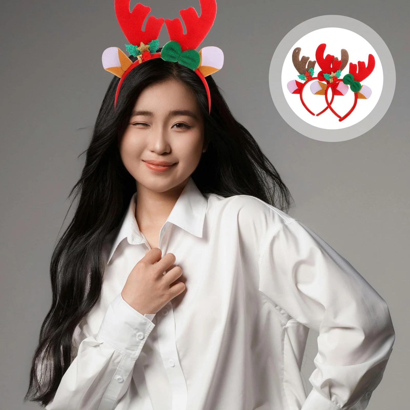 

2Pcs Christmas Reindeer Antlers Headbands Stylish Hair Accessory for Theme Party Celebration Decor Christmas Headbands