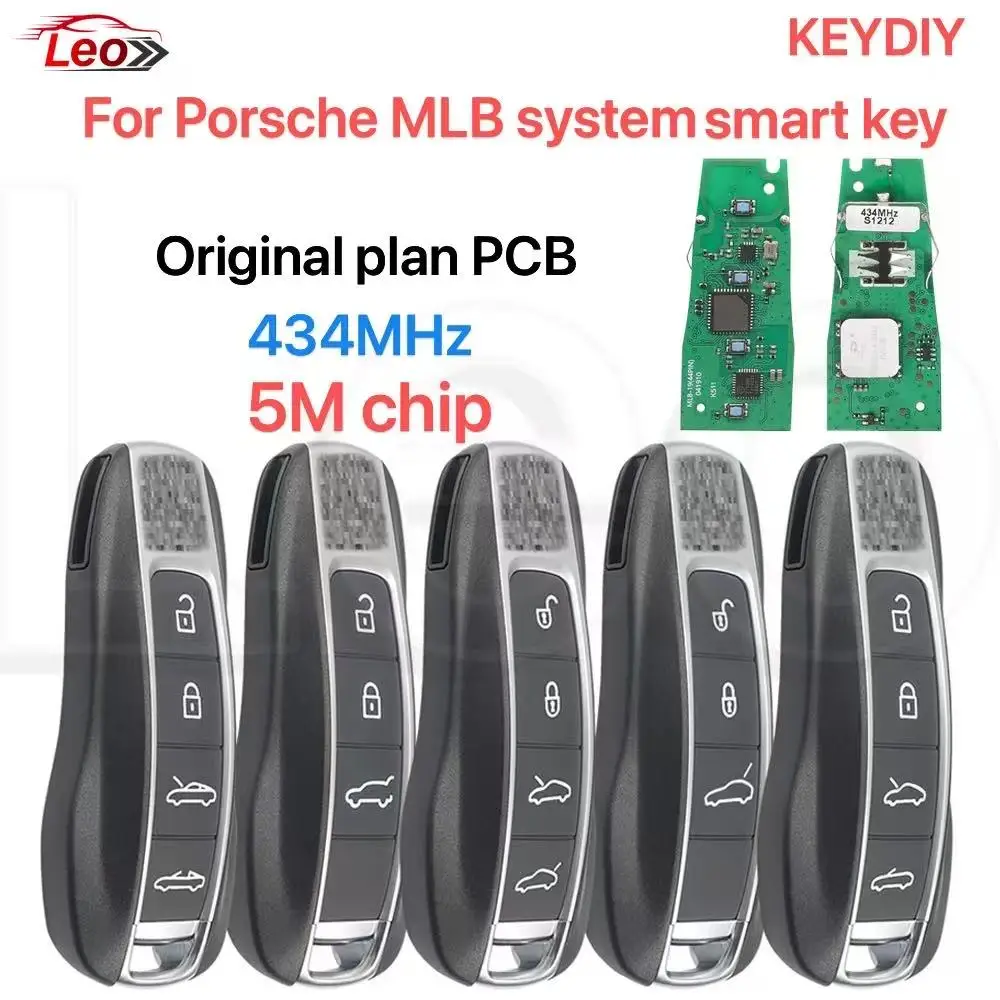 

Смарт-ключ Leo для Porsche Cayenne, Taycan, Panamera, 911, система MLB, оригинальная плата KEYDIY с логотипом MLB19, 433 МГц, 5Mchip