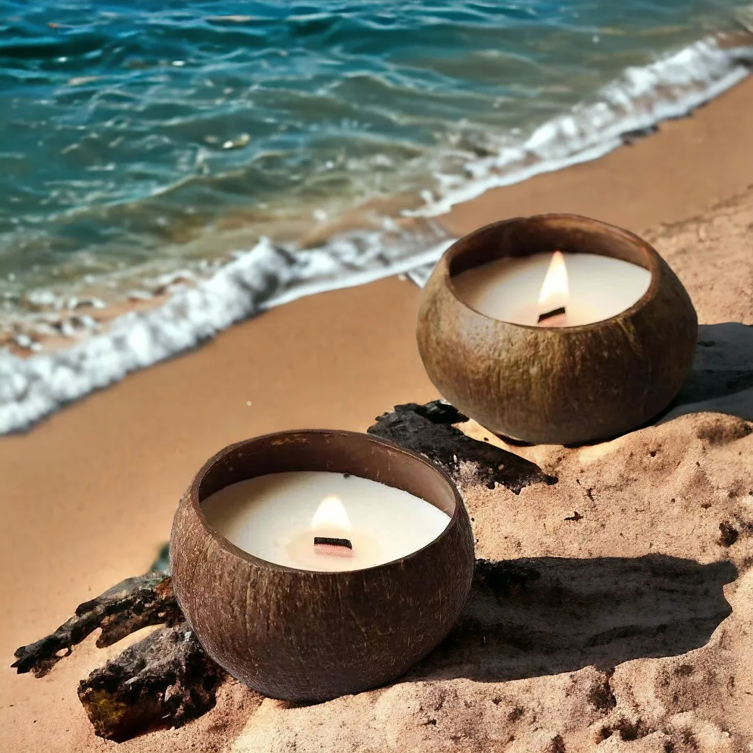 Baoye natural soybean wax coconut aromatherapy coconut shell candle wax wood cotton core wholesale fragrance household niche orn