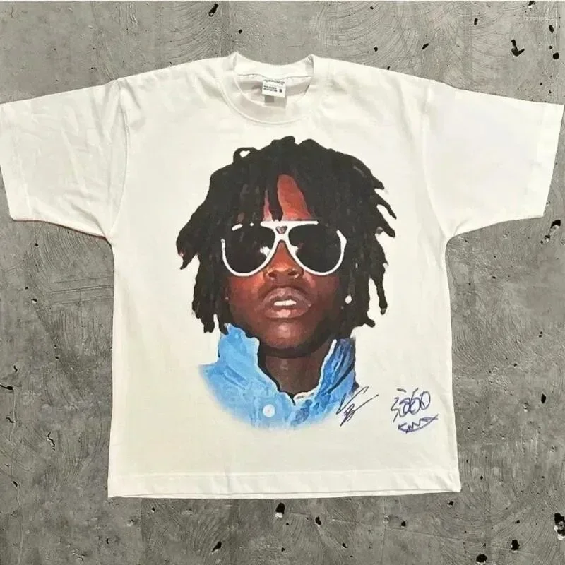 Camiseta de manga corta con estampado de retrato de tendencia Retro, camiseta gótica Harajuku Y2k para hombre, camiseta holgada informal de Hip Hop para parejas, Top de verano
