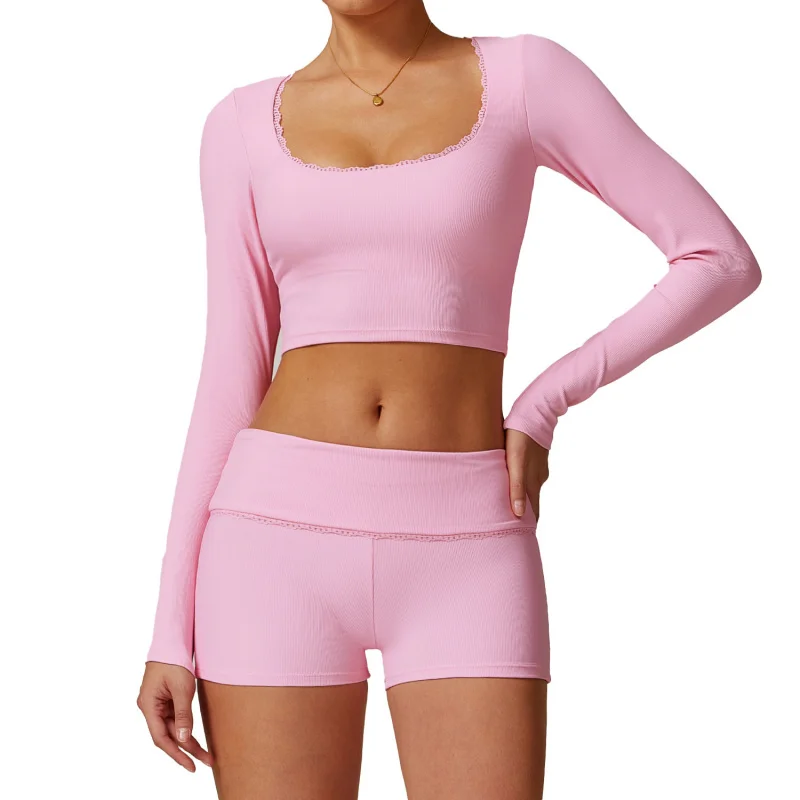 

ZC-Threaded Tight Long SleeveTT-shirt Yoga Clothes Breathable Quick-Drying Tight Yoga Jacket Fitness Sportswear8828