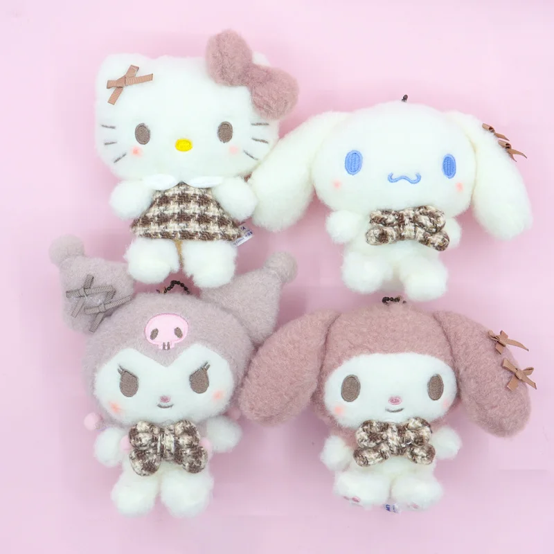 

Japanese Cartoon Sanrio Kuromi Plush Toy Melody Mocha Plaid Series Pendant Doll Cute Baby Decoration Ornament Kids Plush Toys