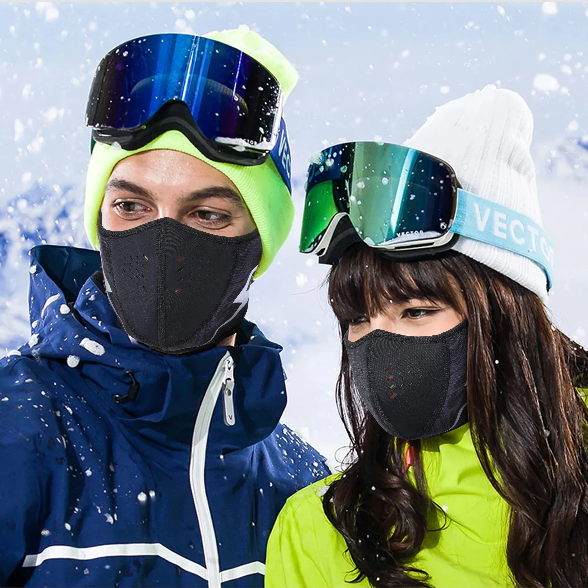 Winter Warmer Outdoor Riding Half Face Mask Cover Balaclava Fleece Skiing Thermal Scarf Women Men Cold Weather Windproof Bandana