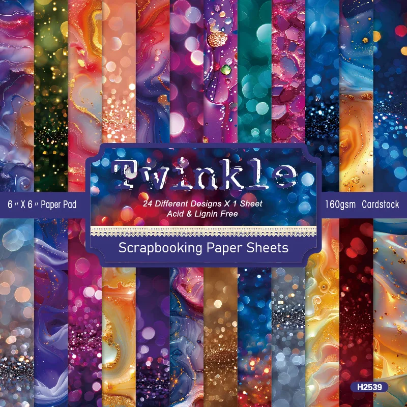 Glitter Twinkle Marble Bokeh Ink Art Paper Journal Scrapbook Cardstock Decorative Background DIY Album Handmade Craft Making