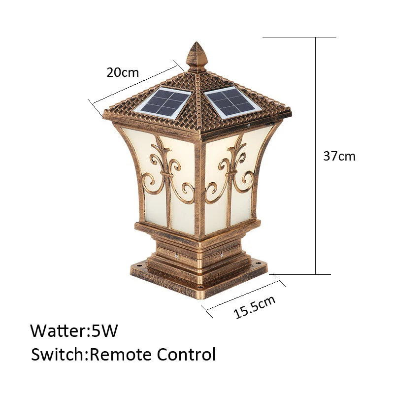 LED Solar Pillar Lamp Outdoor Wall Lights Garden Gate Pillar Lighting Yard Wall Light Home Outside Black Wall Light Include Bulb