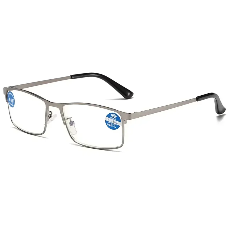 Quadratische Metallrahmen-Lesebrille für Herren, Anti-Blaulicht, Vintage-Stil, Business-Hyperopie-Brille, Herren-Lesebrille +125+175 – Detail 5